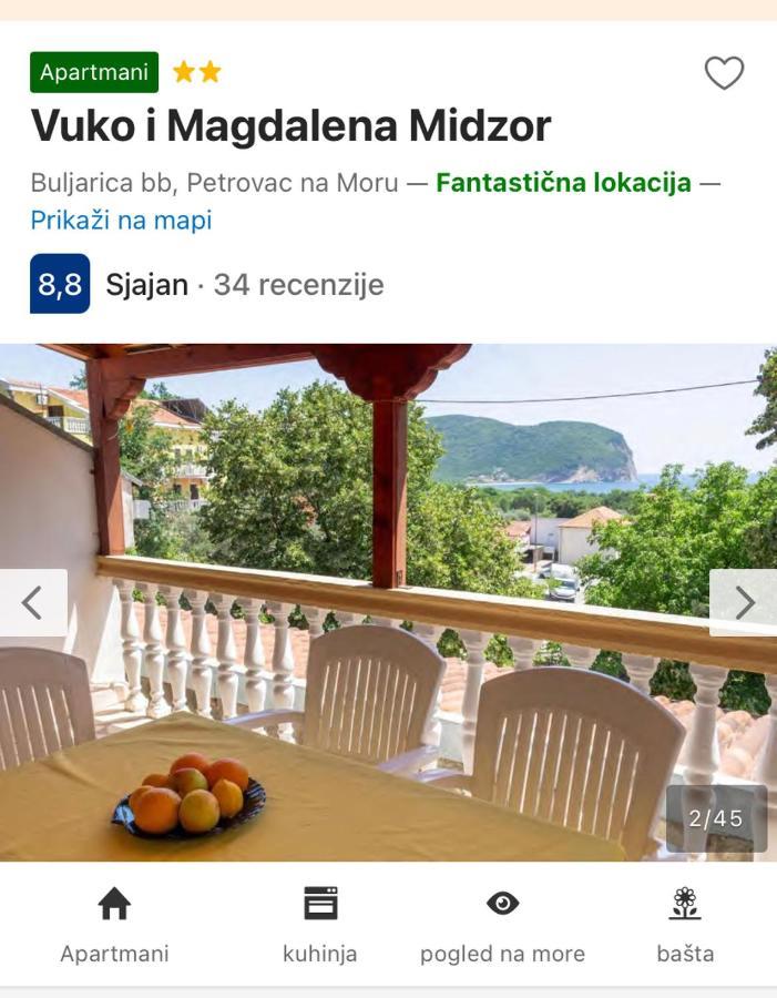 Vuko I Magdalena Midzor Appartement Petrovac Buitenkant foto